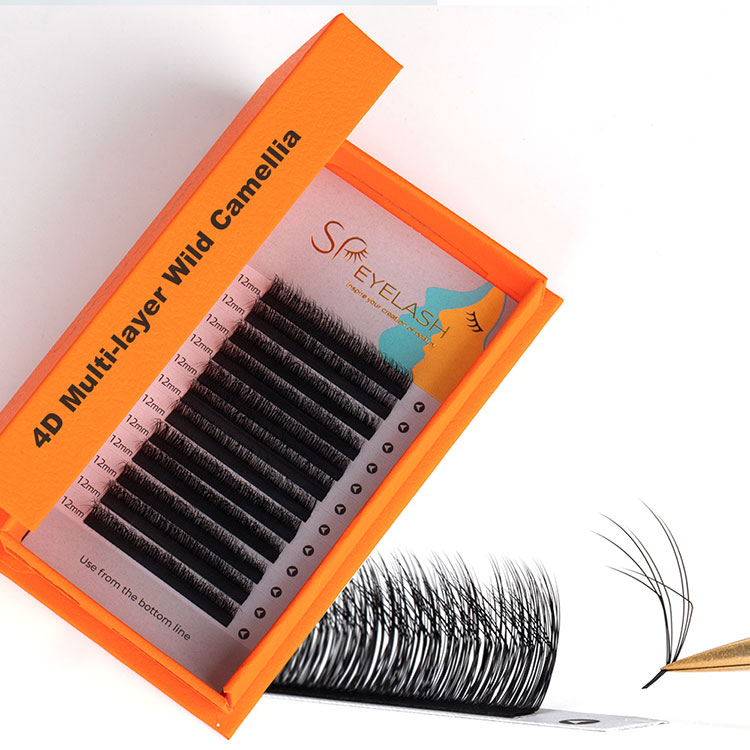 Monikerroksinen 4d Fluffy Camellia Wispy Lashes -laajennukset